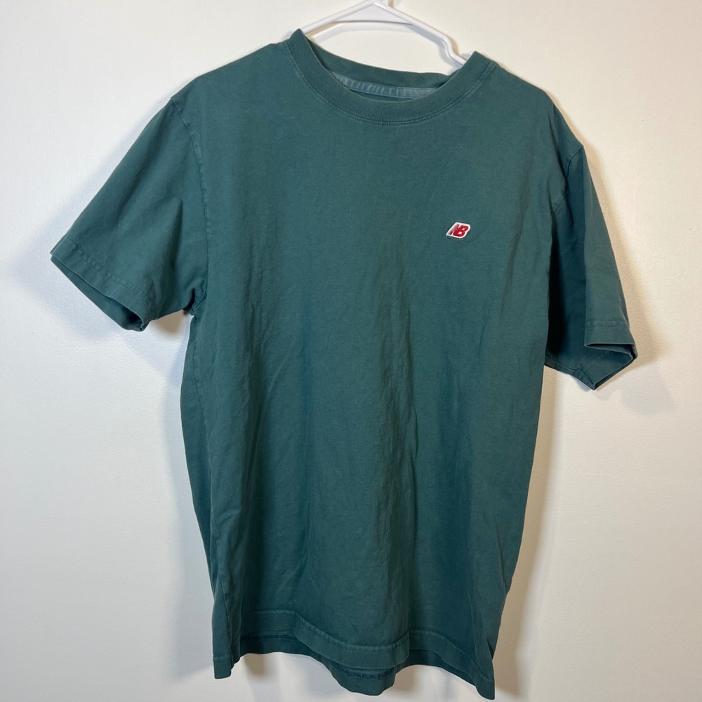 New Balance Mens Made in USA Embroidered Logo Cotton T-Shirt Green Large MT43543